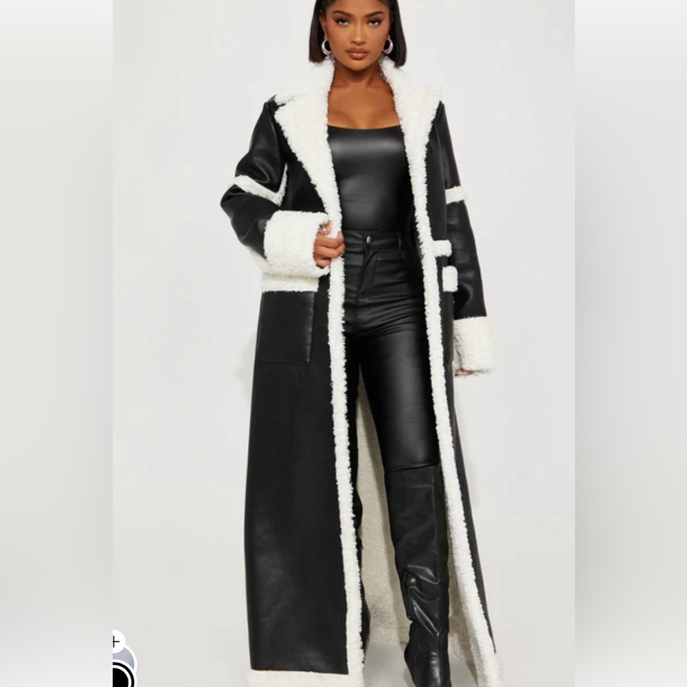 Fashion Nova Black and White Teddy Jacket